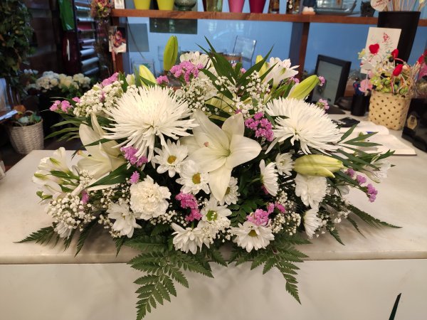 Centro flor blanca rosa