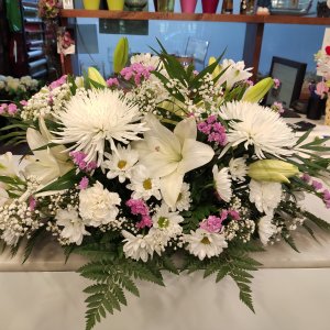 Centro flor blanca rosa