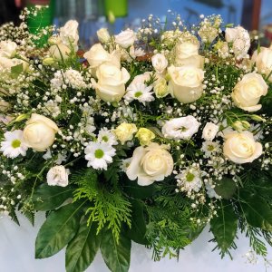 Centro flor fresca funeral Asclepio