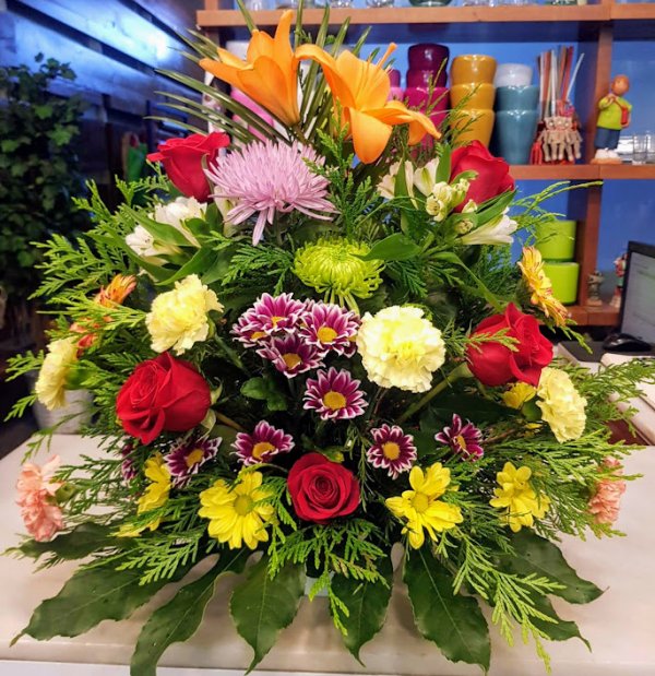 Centro flor multicolor