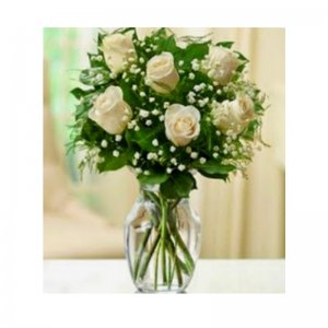 Ramo 6 rosas blancas funeral